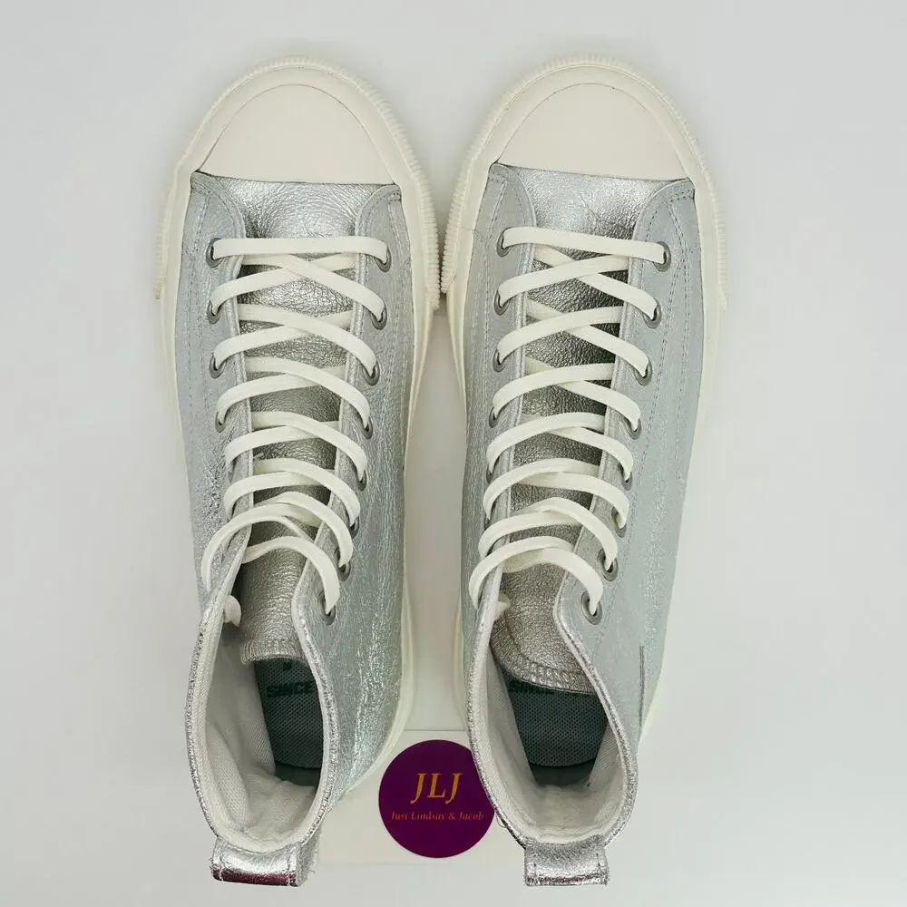 P.F. Flyers Women's All-American Hi Silver Leather High Top Sneakers Size 7.5